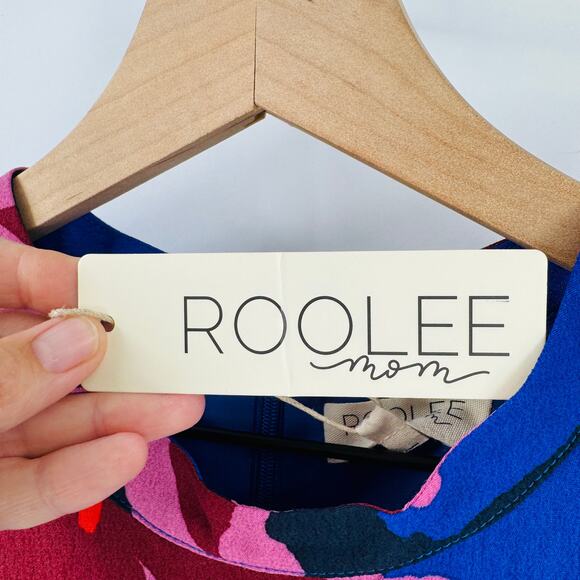 NWT Roolee Mom Dress Floral Print Nursing Friendly Midi Short Sleeve Size Large - Picture 3 of 12